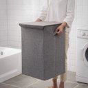 Ver imagem 2 de Cesto de Roupas Organizador Dobrável Multiuso Lavanderia Banheiro:cinza