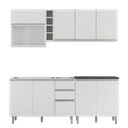 Ver imagem 1 de Cozinha Armário 6 Peças 200 cm Balcão Pia Evidence Branco Poliman