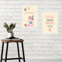 Ver imagem 2 de Kit 2 Quadros Lavanderia - Deixe Suas Roupas Aqui 33x24cm - com Vidro:madeira Branca