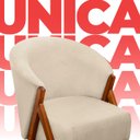 Ver imagem 6 de Kit 2 Poltrona Sala Yumi Veludo Gelo Pés Madeira Maciça Castanho