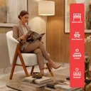 Ver imagem 2 de Kit 2 Poltrona Sala Yumi Veludo Gelo Pés Madeira Maciça Castanho