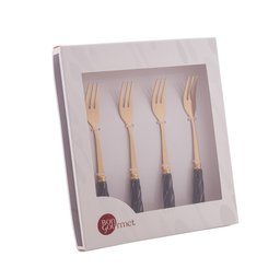 Cj 4 Garfos Aço Inox C/Cabo de Cerâmica P/Aperitivo Dourado Bon Gourmet - 2