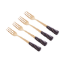 Cj 4 Garfos Aço Inox C/Cabo de Cerâmica P/Aperitivo Dourado Bon Gourmet - 1
