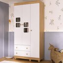 Ver imagem 2 de Guarda-roupa Infantil 92cm com Vidro 3 Portas e 2 Gavetas Sol Multimóveis Mp4419 Madeirado/branco