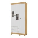 Ver imagem 1 de Guarda-roupa Infantil 92cm com Vidro 3 Portas e 2 Gavetas Sol Multimóveis Mp4419 Madeirado/branco