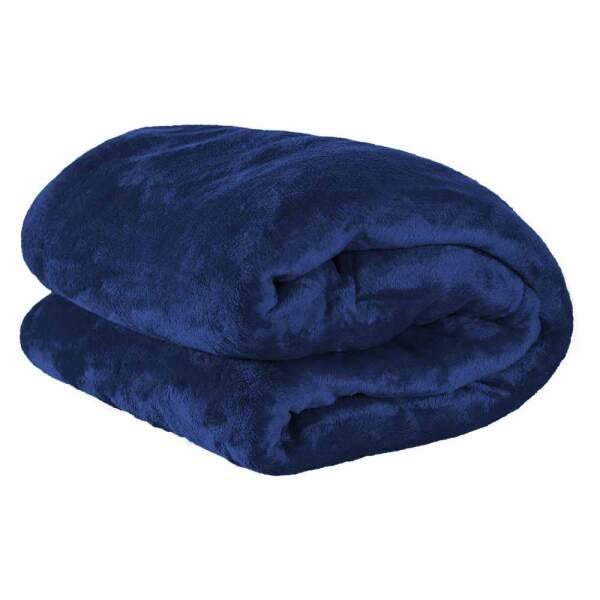 Kit 2 Cobertores Manta Microfibra Solteiro (Toque Aveludado) - Azul Marinho - 3