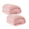 Kit 2 Cobertores Manta Microfibra Solteiro (Toque Aveludado) - Rosa - 1
