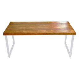 Conjunto de Mesa Industrial Bernardo Madeira Maciça 1,80Mx90cm com Ferragem Branca e 6 Cadeiras Detr - 2