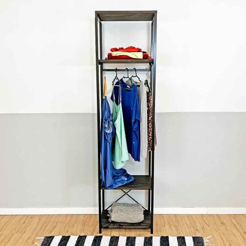 Arara de Roupas Middle Style Industrial Slim Tabaco e Preto