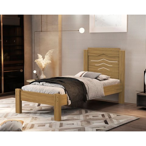 Cama de Solteiro Sofia Nature de Mdf Resistente