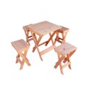 Ver imagem 1 de Kit Mesa Dobrável Quadrada Pinus 60x57cm e 4 Banquetas Cerejeira Volpato