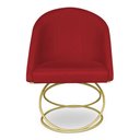 Ver imagem 3 de Cadeira Poltrona de Jantar Bela Suede Vermelho Base Metálica Luxo Dourado - Pallazio