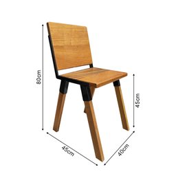 Conjunto de Mesa Industrial Bernardo Madeira Maciça 2,00Mx90cm com Ferragem Preta e 6 Cadeiras Detro - 6