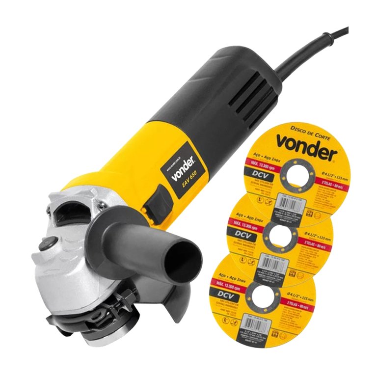 Esmerilhadeira Angular 4.1/2" 650W Vonder com Disco Eav 650 127V