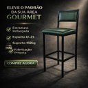 Ver mais imagens de Banqueta Flora Altura 65cm com Reforço Preta Assento e Encosto Verde Kit 4 Unidades