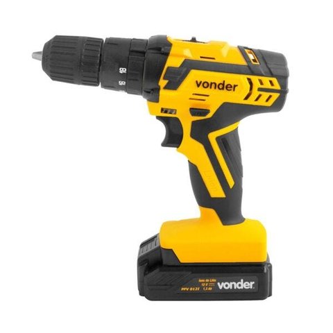Parafusadeira Furadeira com Impacto 12V Vonder 17 Peças 2 Velocidades Carregador Bivolt PFV012I