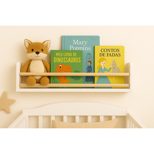Prateleira Infantil Branca de Mdf 50x10 Cm – Ideal para Organização de Livros e Decoração