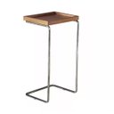 Ver imagem 1 de Apoio lateral para sofá bandeja sem espelho porta copos base metal decoração de sala - MADEIRA/PRATA