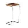 Apoio lateral para sofá bandeja sem espelho porta copos base metal decoração de sala - MADEIRA/PRATA - 1