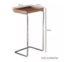 Ver imagem 5 de Apoio lateral para sofá bandeja sem espelho porta copos base metal decoração sala – MADEIRA/DOURADA