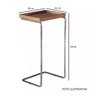Apoio Lateral para Sofá Bandeja sem Espelho Porta Copos Base Metal Decoração de Sala - MADEIRA/PRETA - 3