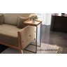 Apoio Lateral para Sofá Bandeja sem Espelho Porta Copos Base Metal Decoração de Sala - MADEIRA/PRETA - 2