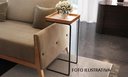 Ver imagem 2 de Apoio Lateral para Sofá Bandeja sem Espelho Porta Copos Base Metal Decoração de Sala - MADEIRA/PRETA