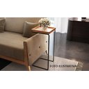 Ver imagem 2 de Apoio Lateral para Sofá Bandeja sem Espelho Porta Copos Base Metal Decoração de Sala - MADEIRA/PRETA