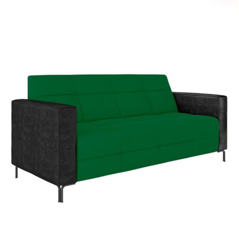 Sofá Living Decorativo Houston 2 Lugares 180cm Pés em Metal Veludo/ Pu Verde/ Preto G33 - Gran Belo