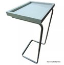 Ver imagem 2 de Apoio Lateral para Sofá Bandeja sem Espelho Porta Copos Base Metal Decoração de Sala - Off / Prata