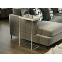 Ver imagem 1 de Apoio Lateral para Sofá Bandeja sem Espelho Porta Copos Base Metal Decoração de Sala - Off / Prata