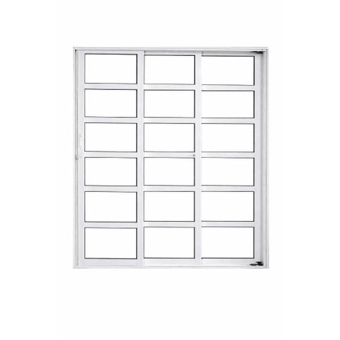 Porta de Correr Alumínio Branco Travessa 03 Folhas Maxx - 210x180 - Esquerda