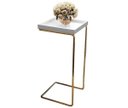 Ver imagem 4 de Apoio Lateral Sofá Bandeja sem Espelho Porta Copos Base Metal Decoração Sala - OFF WHITE / DOURADA