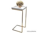 Ver imagem 2 de Apoio Lateral Sofá Bandeja sem Espelho Porta Copos Base Metal Decoração Sala - OFF WHITE / DOURADA