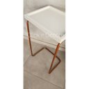 Ver imagem 2 de Apoio lateral sofá bandeja sem espelho porta copos base metal decoração de sala - OFF WHITE / BRONZE