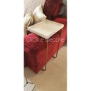 Ver imagem 1 de Apoio lateral sofá bandeja sem espelho porta copos base metal decoração de sala - OFF WHITE / BRONZE
