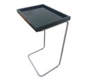 Ver imagem 1 de Apoio Lateral para Sofá Sala Bandeja sem Espelho Porta Copos Base Metal Decoração - Preta / Prata