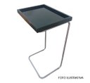 Ver imagem 2 de Apoio Lateral para Sofá Sala Bandeja sem Espelho Porta Copos Base Metal Decoração - Preta / Prata