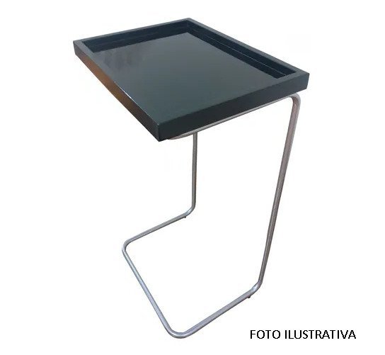 Apoio lateral para sofá bandeja sem espelho porta copos base metal decoração de sala Principe - PRET - 14