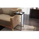 Ver imagem 2 de Apoio Lateral para Sofá Bandeja sem Espelho Porta Copos Base Metal Decoração de Sala - Preta / preta