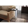 Apoio Lateral para Sofá Bandeja sem Espelho Porta Copos Base Metal Decoração de Sala - Preta / preta - 2
