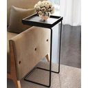 Ver imagem 1 de Apoio Lateral para Sofá Bandeja sem Espelho Porta Copos Base Metal Decoração de Sala - Preta / preta