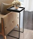 Ver imagem 1 de Apoio Lateral para Sofá Bandeja sem Espelho Porta Copos Base Metal Decoração de Sala - Preta / preta