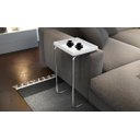 Ver imagem 1 de Apoio Lateral para Sofá Sala Bandeja sem Espelho Porta Copos Base Metal Decoração - Branca / Prata