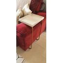 Ver imagem 1 de Apoio Lateral para Sofá Bandeja sem Espelho Porta Copos Base Metal Decoração de Sala - BRANCA/BRONZE