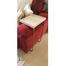 Apoio Lateral para Sofá Bandeja sem Espelho Porta Copos Base Metal Decoração de Sala - BRANCA/BRONZE - 1
