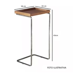 Apoio Lateral para Sofá Bandeja sem Espelho Porta Copos Base Metal Decoração de Sala - BRANCA/BRONZE - 2