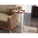 Ver imagem 2 de Apoio Lateral Sofá Sala Bandeja Espelho Porta Copos Base Metal Decoração-madeira com Espelho/prata