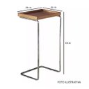 Ver imagem 3 de Apoio Lateral Sofá Sala Bandeja Espelho Porta Copos Base Metal Decoração-madeira com Espelho/prata