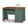 Escrivaninha 3 Gavetas Suporte Teclado e Divisor de Ambiente 50605 Linz Moveis - Verde Musgo/imbuia - 2